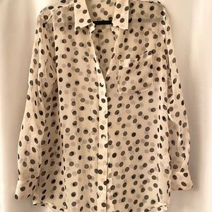 Equipment Cream and Black Polka Dot Blouse